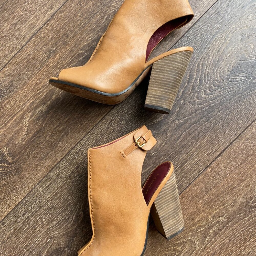 COACH Saratoga Tan Open Toe Booties Size 8 - Picture 5 of 7